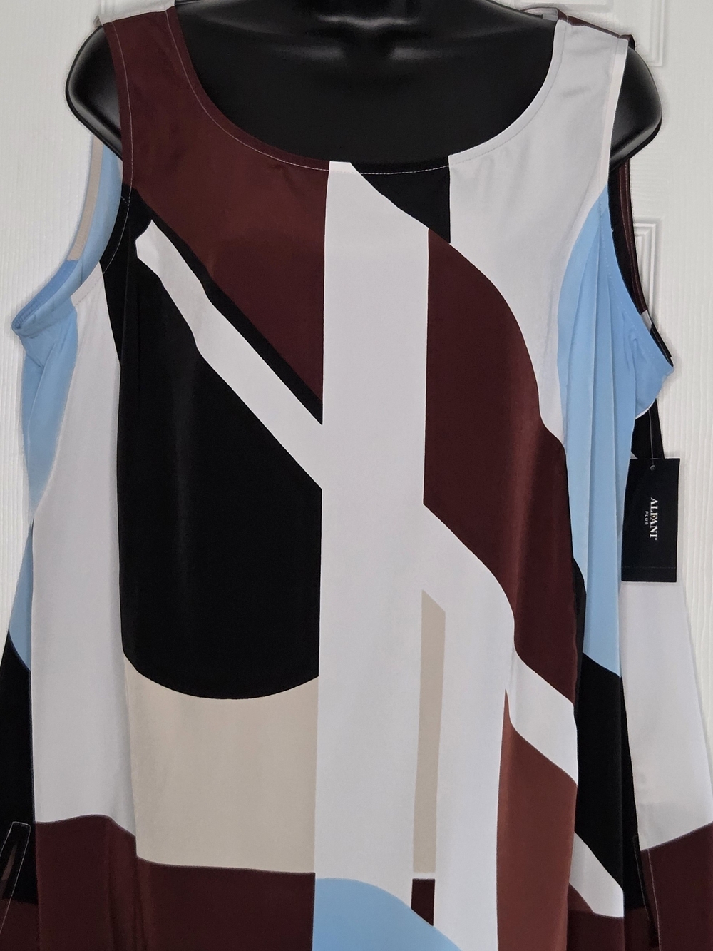 Abstract Colorblock Sleeveless Women’s Top - Blue, Maroon, Black, White